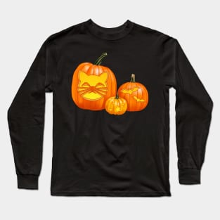 Spooky Jack-O-Lantern Trio (Black) Long Sleeve T-Shirt